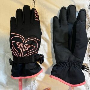 Roxy Kids Mittens Black with Pink Accents